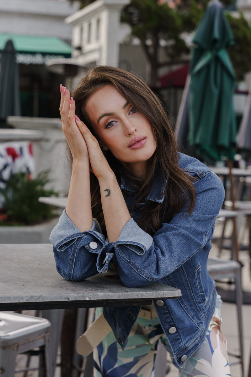 Long Sleeve Denim Jacket Medium Wash