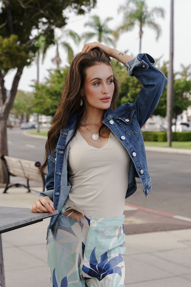 Long Sleeve Denim Jacket Medium Wash