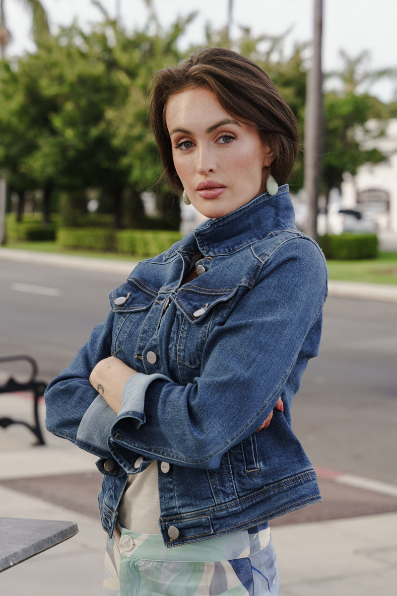 Long Sleeve Denim Jacket Medium Wash