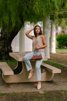 Faux Suede Shoulder Bag Brown