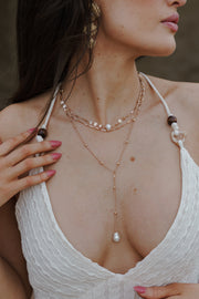Layered Ethereal Pendant Y Necklace Gold