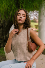Faux Suede Shoulder Bag Brown