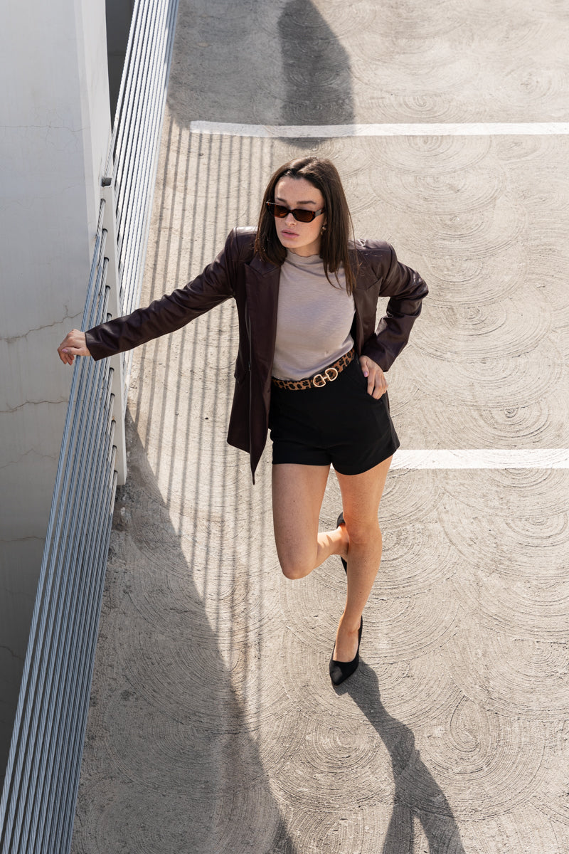 Heather Short Sleeve Crop Top Mocha