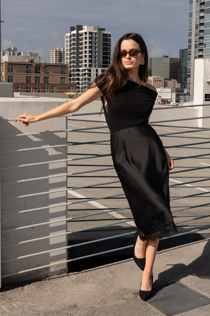 High Waist Midi Skirt Black