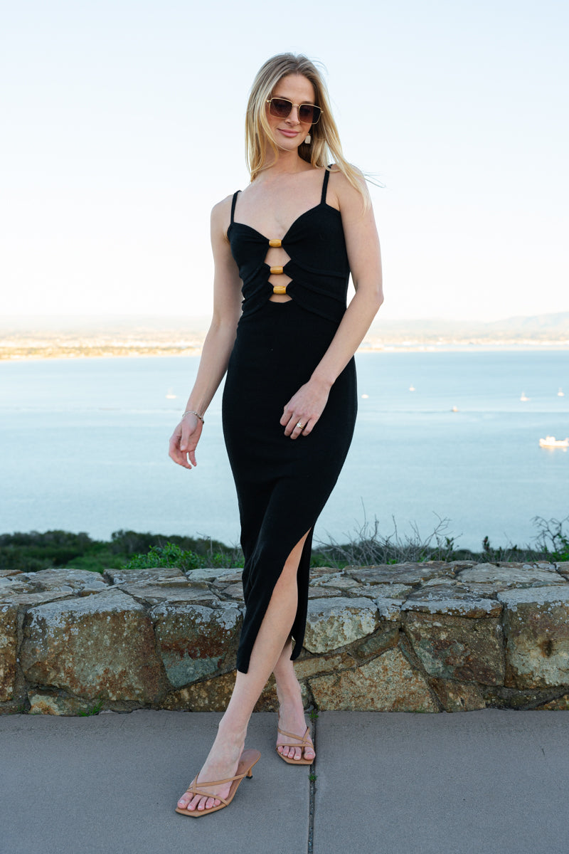 Oval Dangle Drop Stone Earrings Gold Black