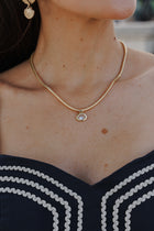  Delicate Snake Chain Gemstone Pendant Necklace Gold