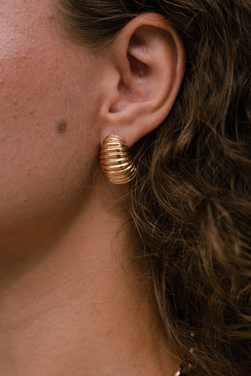 Stacked Semi Hoop Earrings Gold