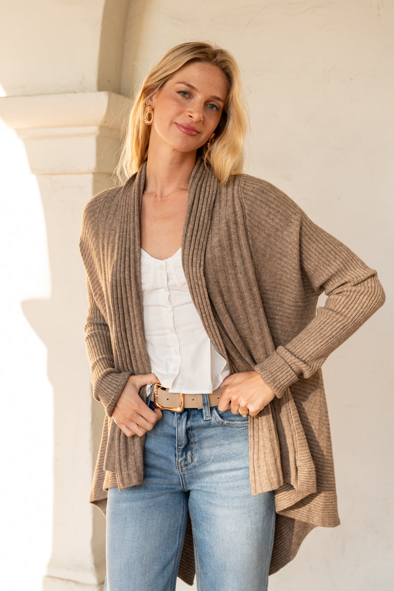 Rectangle Metal Buckle Vegan Leather Belt Taupe