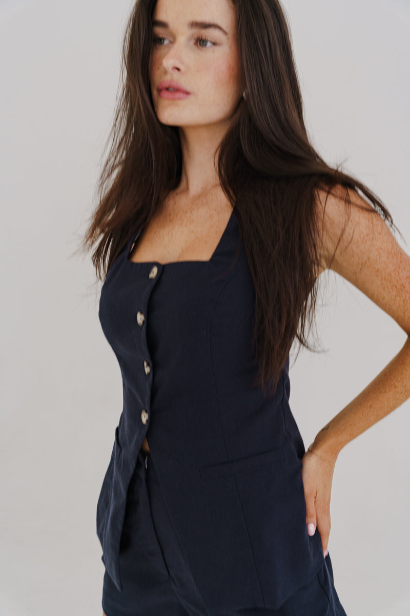 Sleeveless Top And Shorts Set Navy
