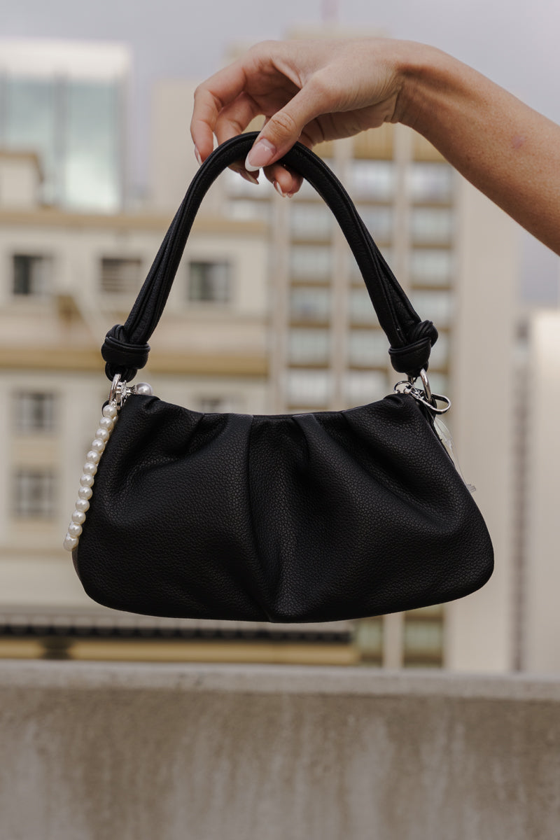 Faux Leather Shoulder Bag Handbag Black