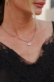Bailey Delicate Chain Gemstone Pendant Necklace Silver