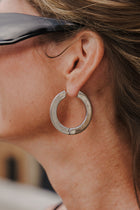 Azaria Flat Hoop Earrings Silver