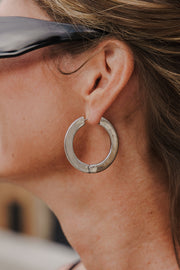 Azaria Flat Hoop Earrings Silver