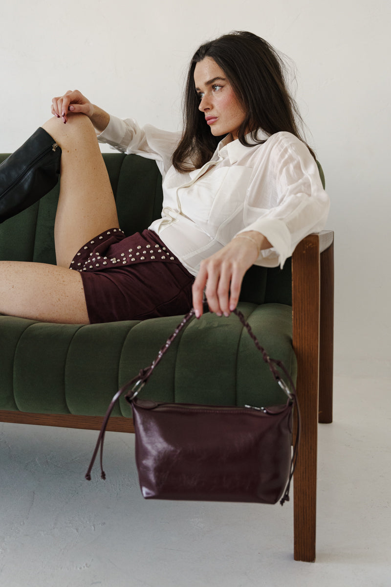 Shoulder Bag Faux Leather Purse Brown