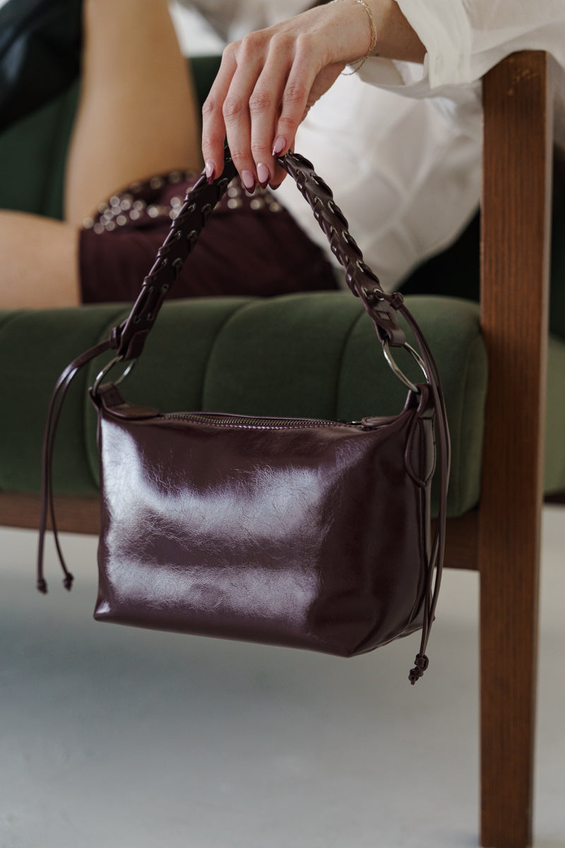 Shoulder Bag Faux Leather Purse Brown