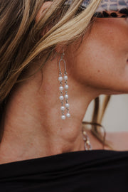 Faux Pearl Multi Strand Drop Earrings