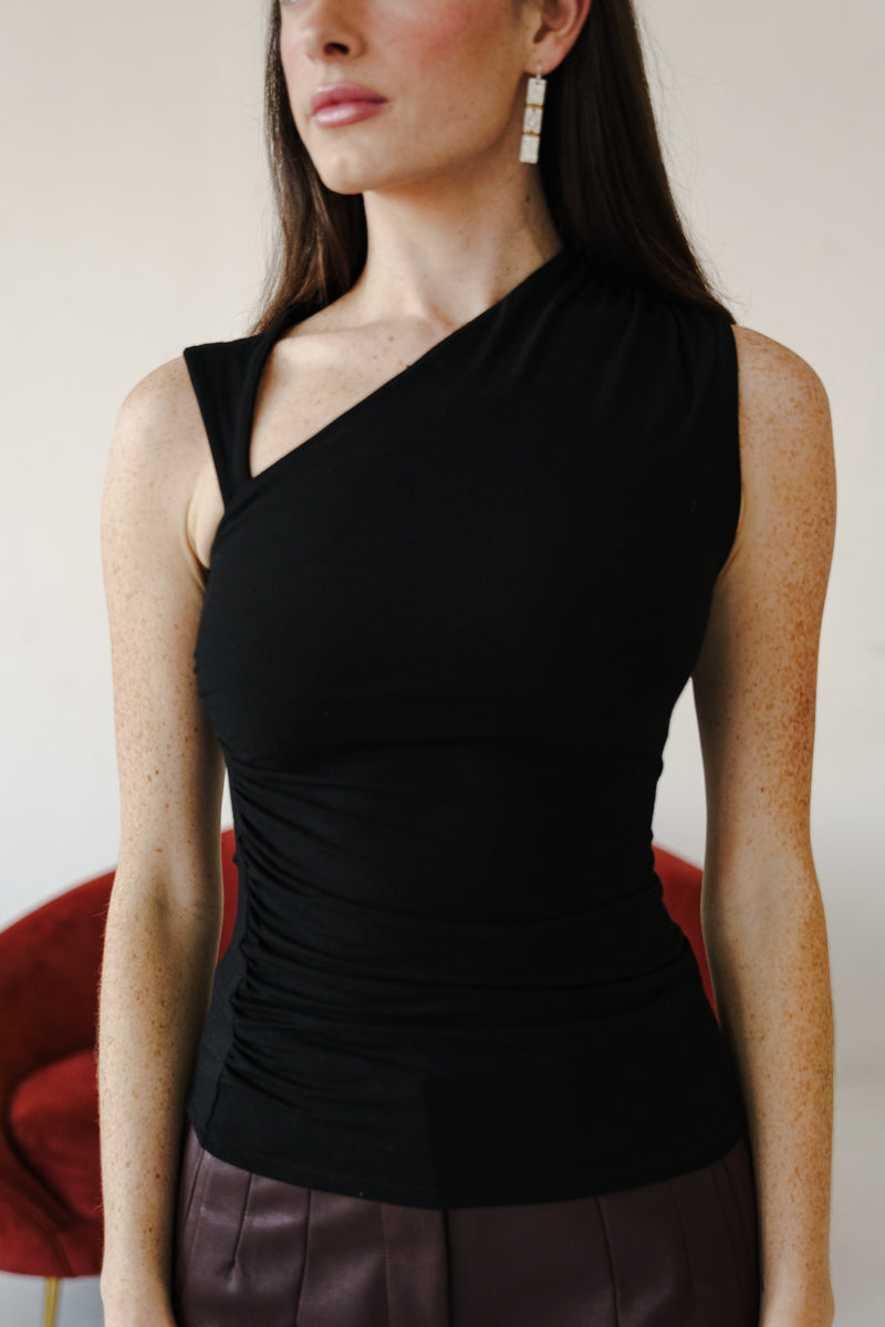 Sleeveless Asymmetrical Top Black