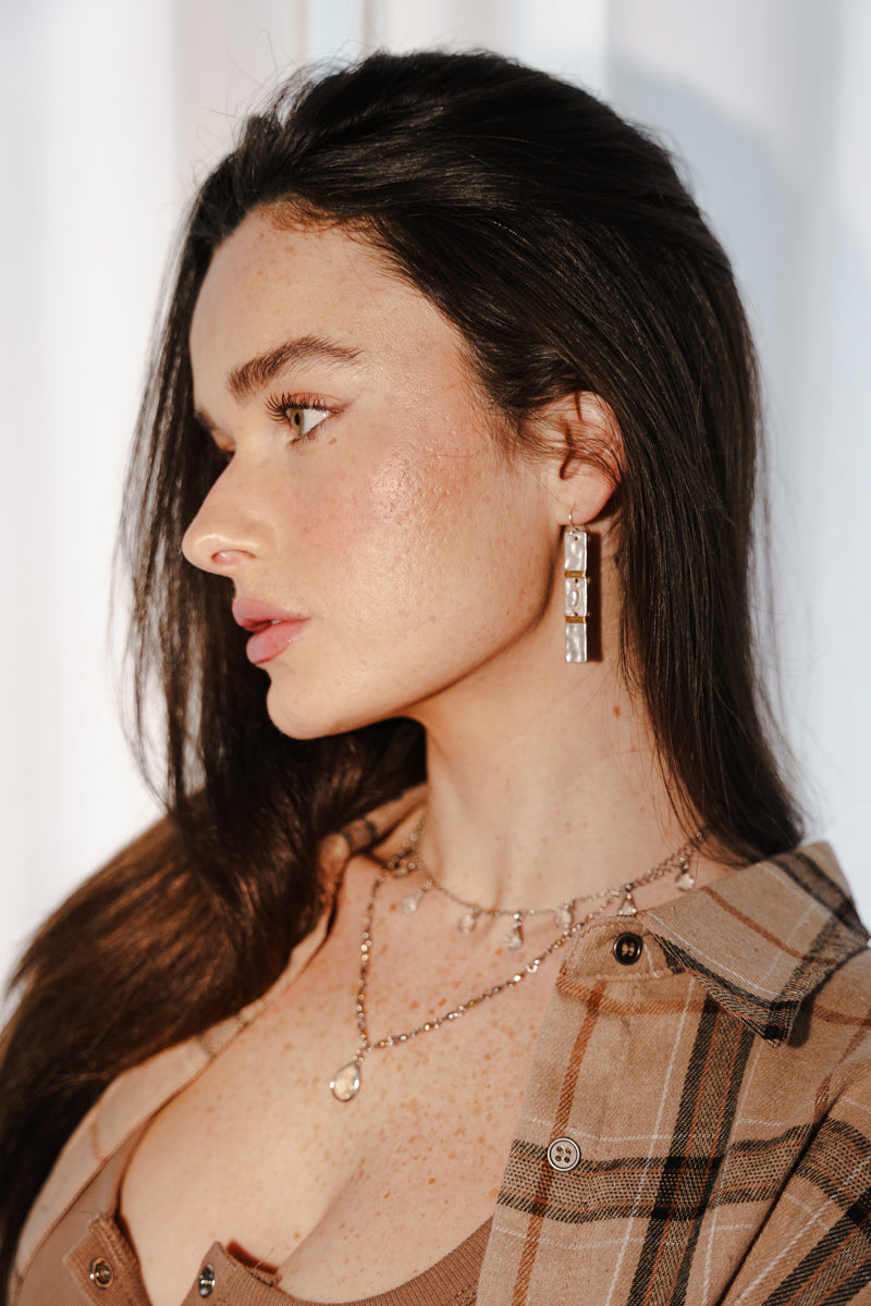  Layered Crystal Charm Necklace Gold