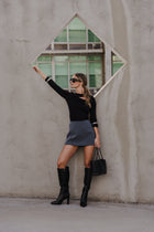 Long Sleeve Cut Out Top Black