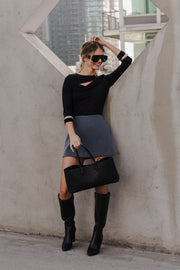 Long Sleeve Cut Out Top Black