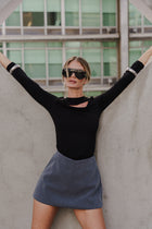 Long Sleeve Cut Out Top Black
