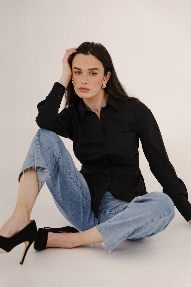 High Rise Cropped Wide Leg Barrel Jeans Light Wash