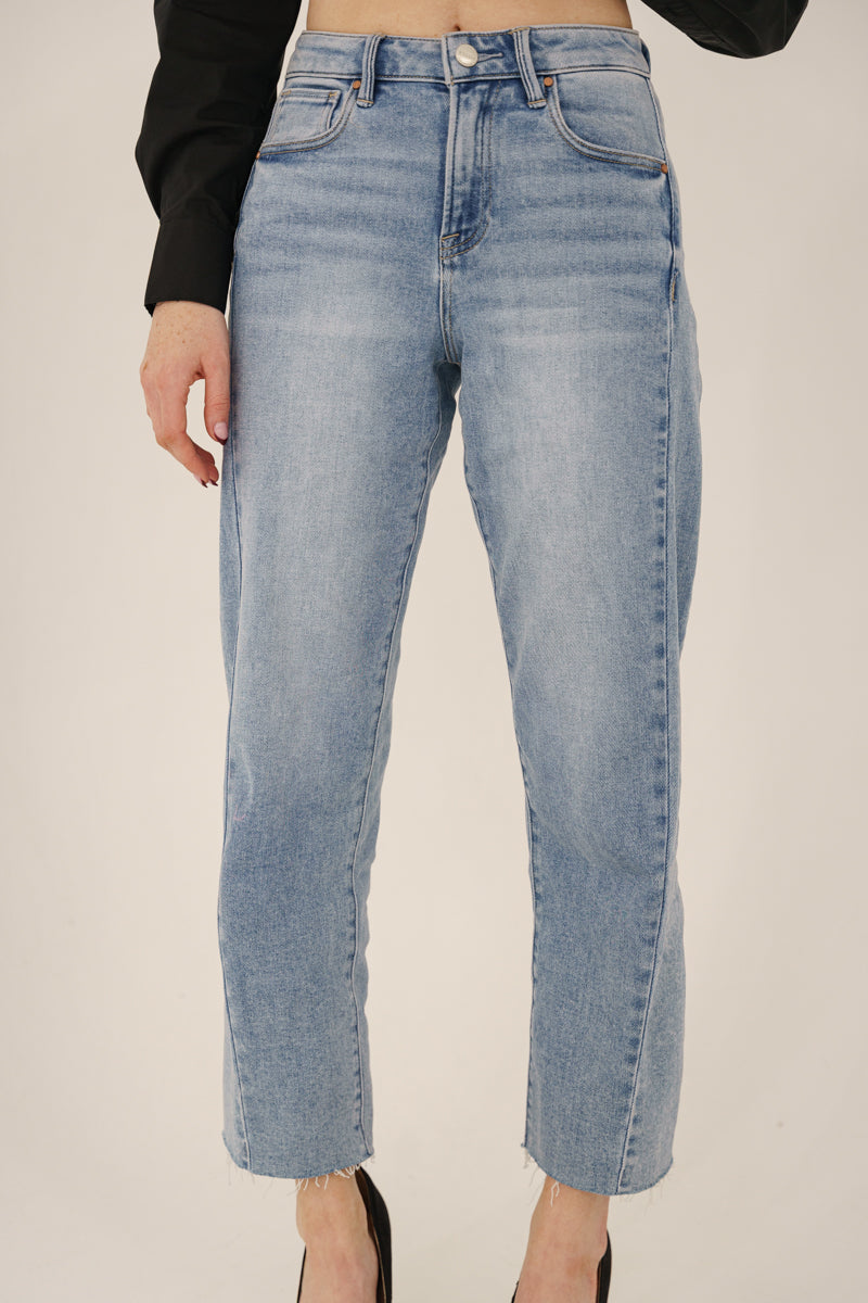 High Rise Cropped Wide Leg Barrel Jeans Light Wash