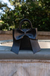 Oversized Bow Faux Leather Purse Black