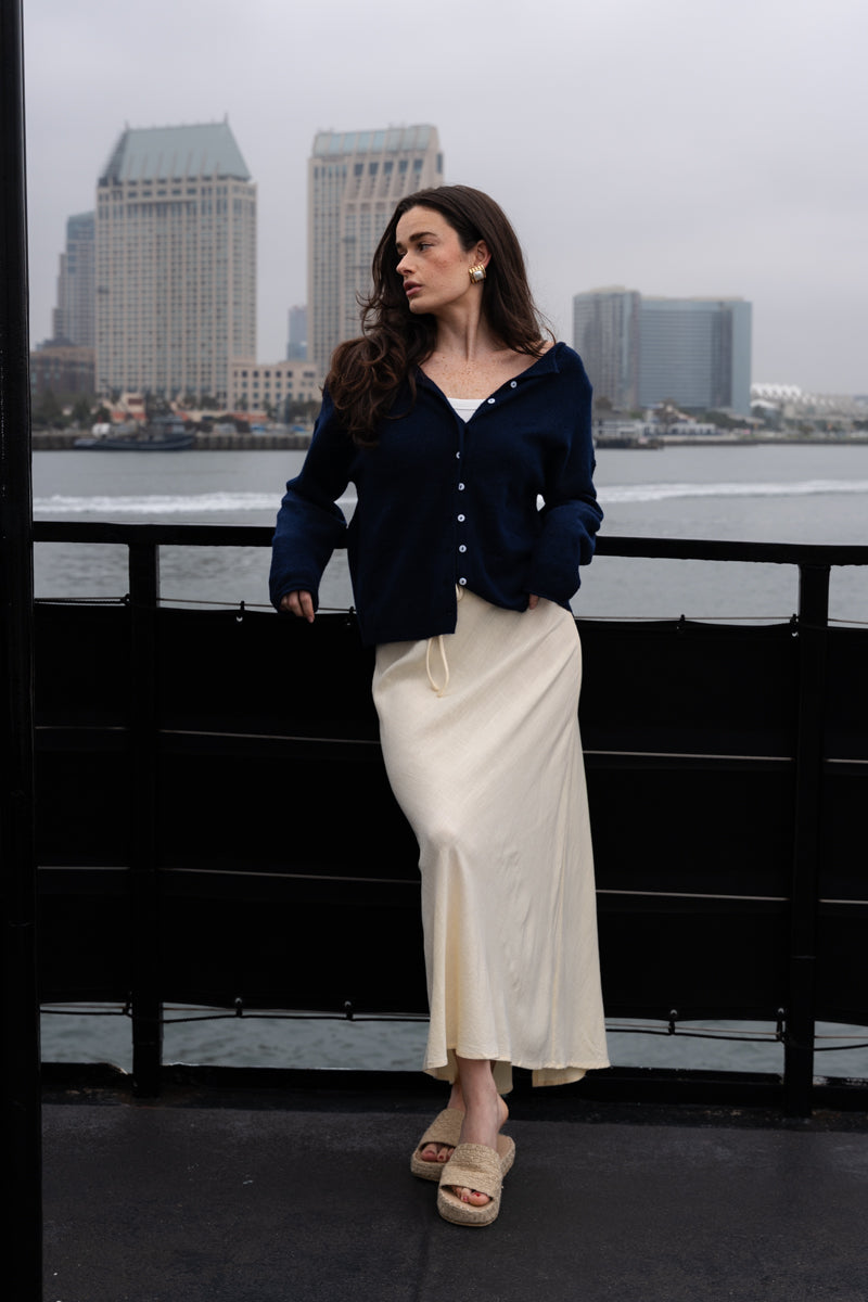 High Waist Woven Maxi Skirt Yellow