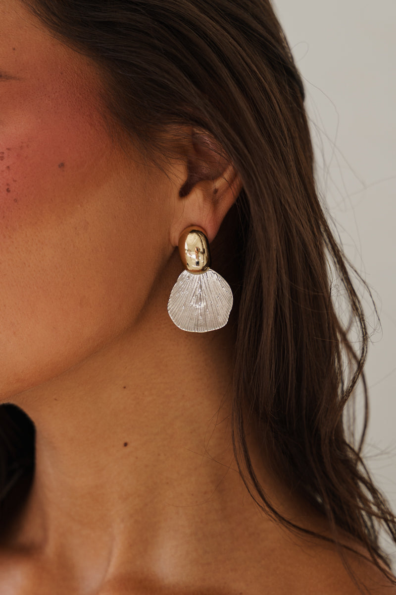 Two Tone Mixed Metal Stud Earrings Gold