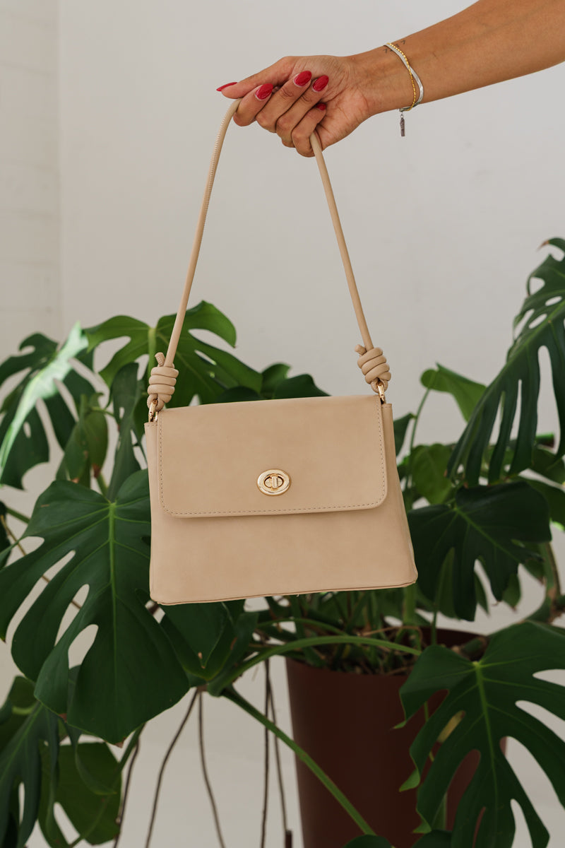 Shoulder Bag Faux Leather Purse Beige