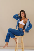 Long Sleeve Denim Jacket Medium Wash