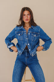 Long Sleeve Denim Jacket Medium Wash
