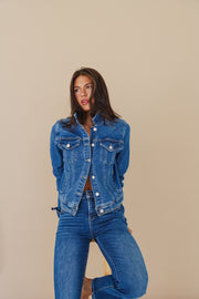 Long Sleeve Denim Jacket Medium Wash