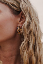 Tortoise Shell Resin Hoop Earrings Brown