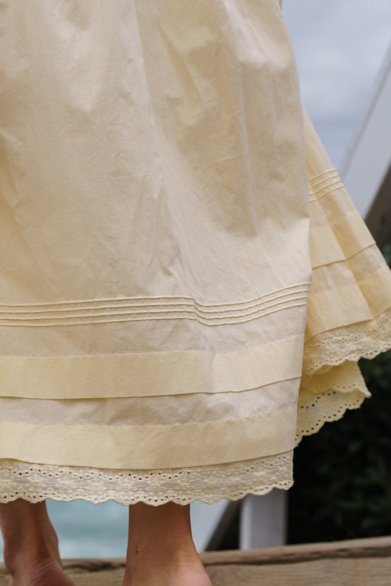 High Waist Tiered Midi Skirt Yellow