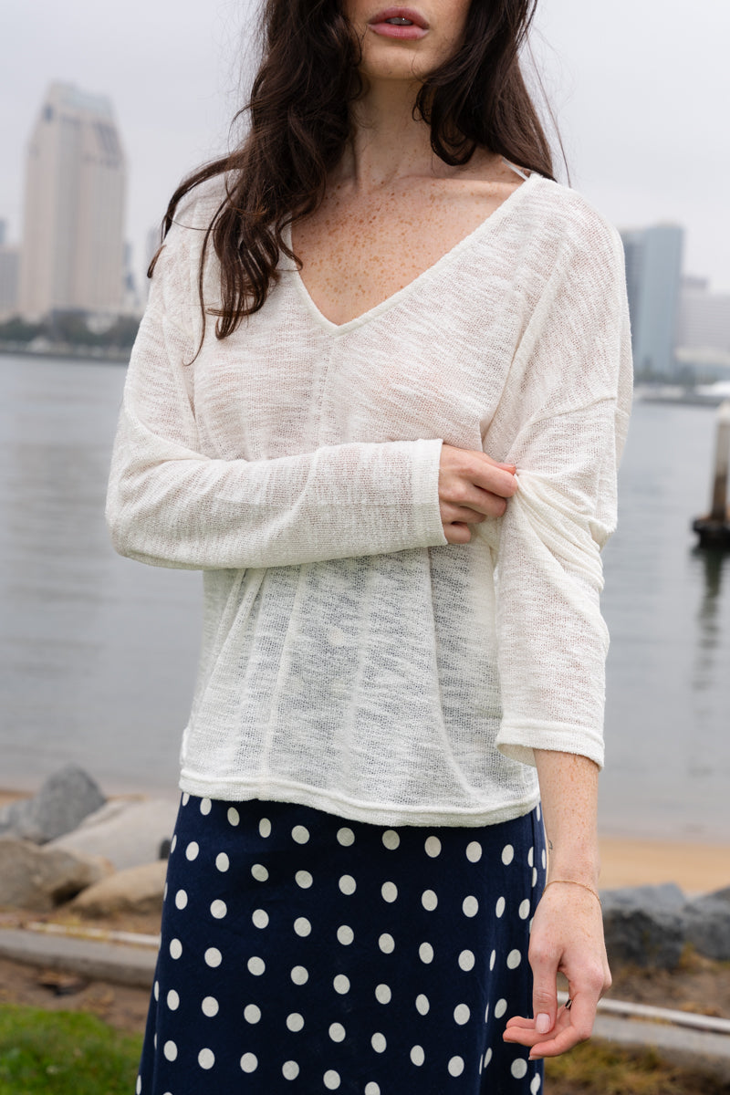 Long Sleeve Knit Top White