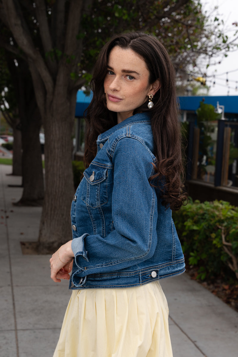 Long Sleeve Denim Jacket Dark Wash