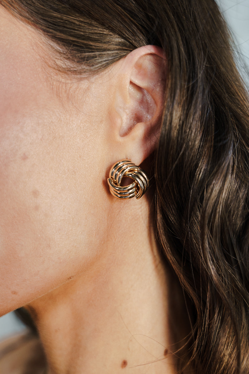 Chunky Love Knot Stud Earrings Gold
