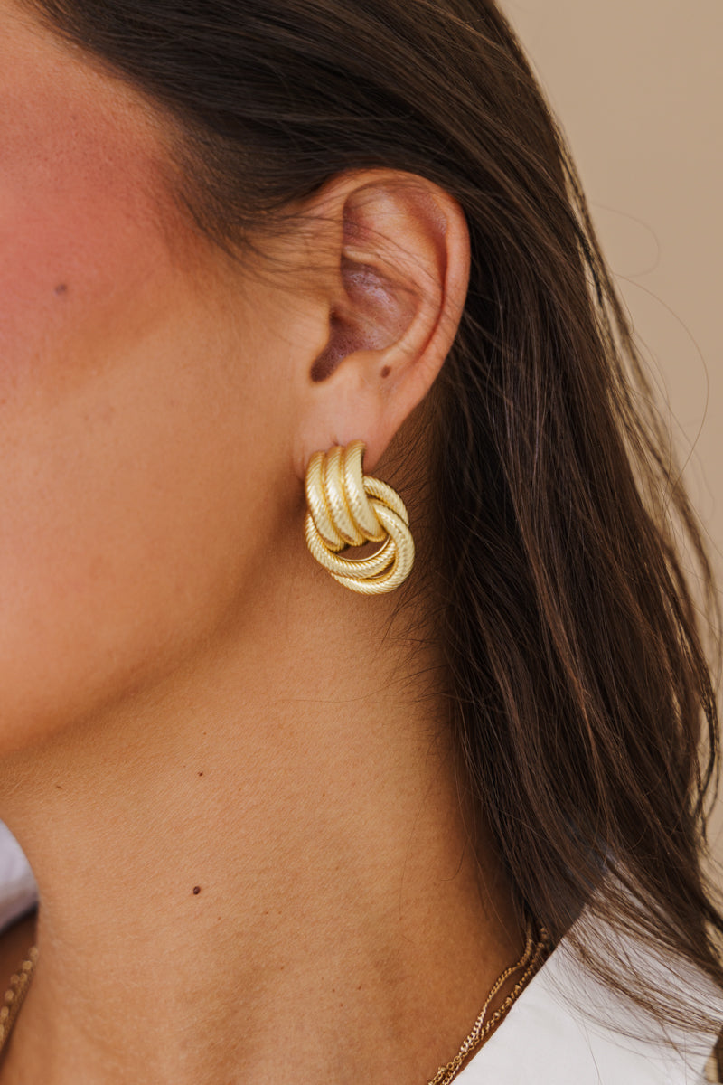 Chunky Love Knot Stud Earrings Gold