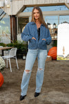 High Rise Distressed Straight Leg Jeans Light Wash