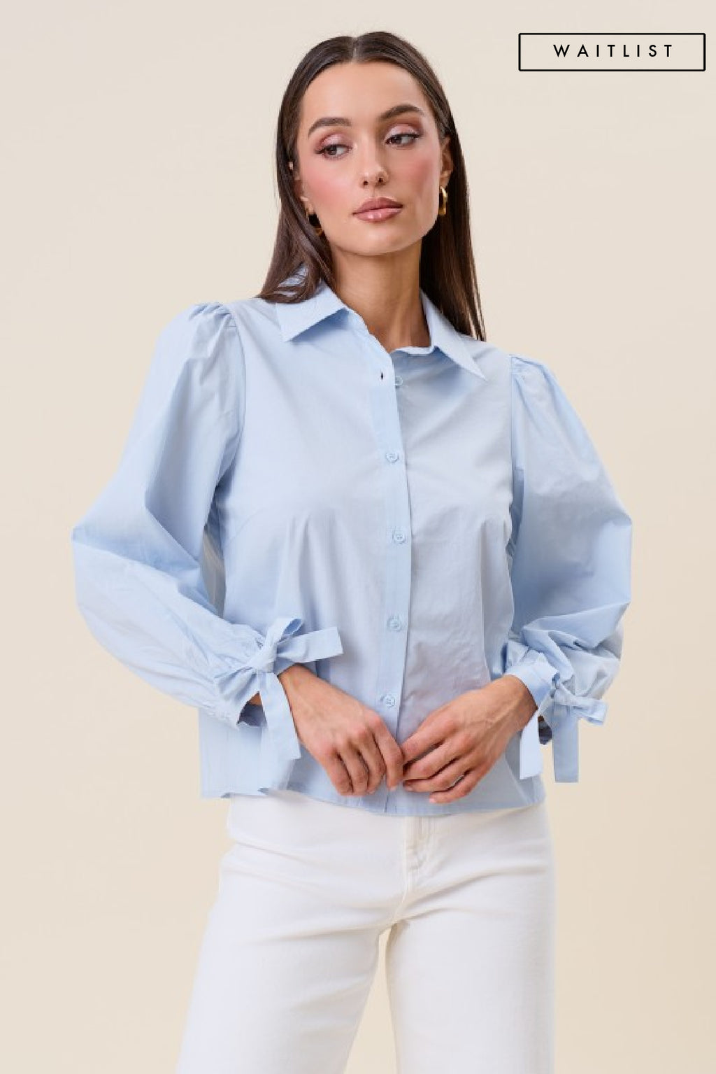 Long Sleeve Button Down Top Blue