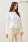 Long Sleeve Button Down Knit Top Ivory