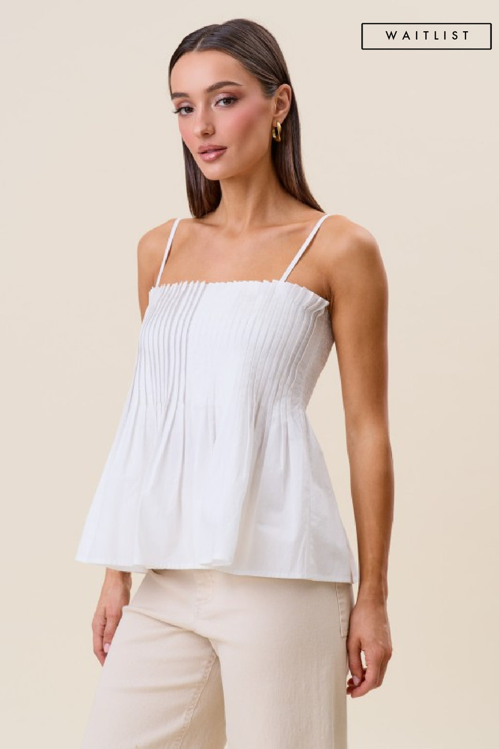 Sleeveless Pintuck Cami Top Ivory