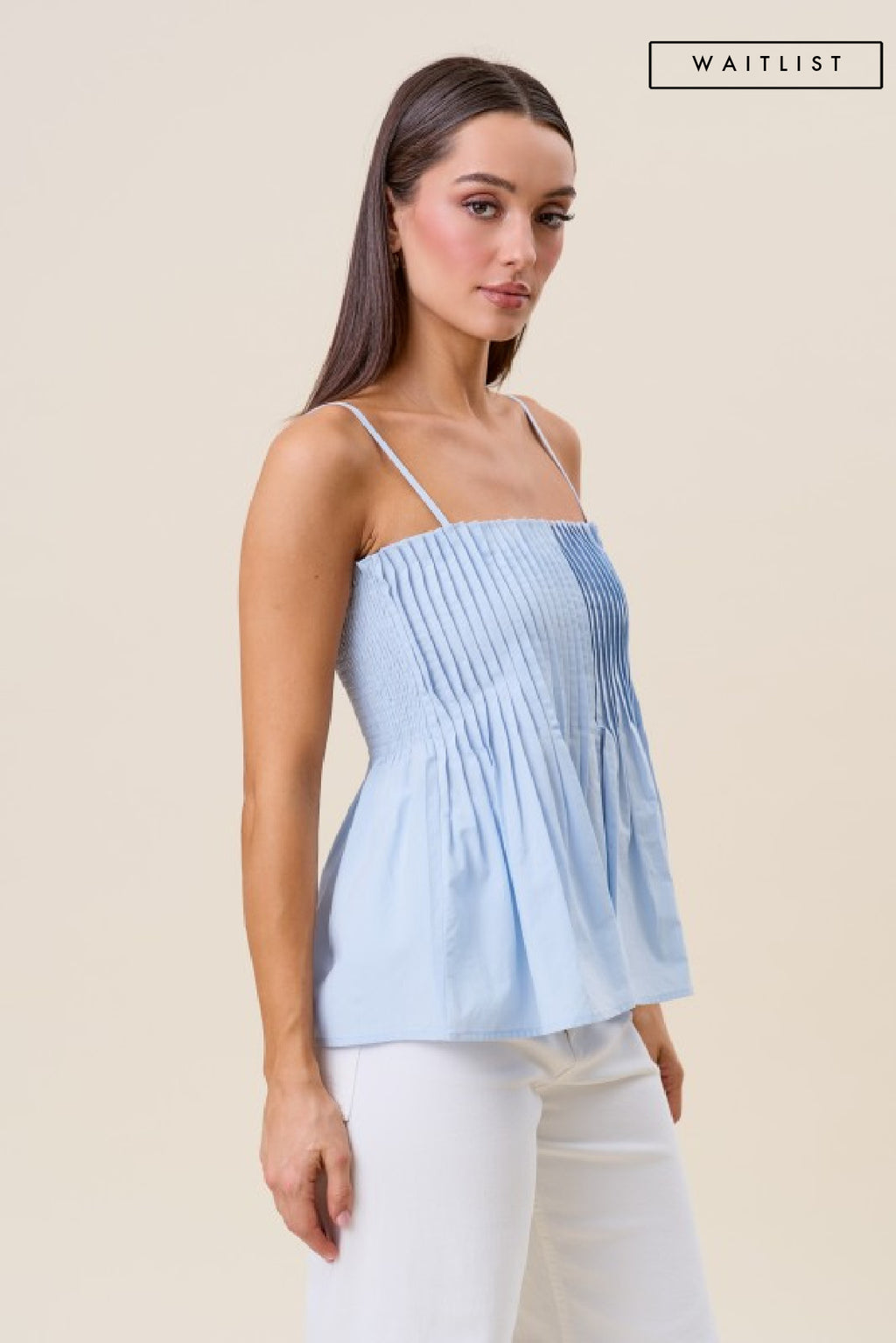 Sleeveless Pintuck Cami Top Blue