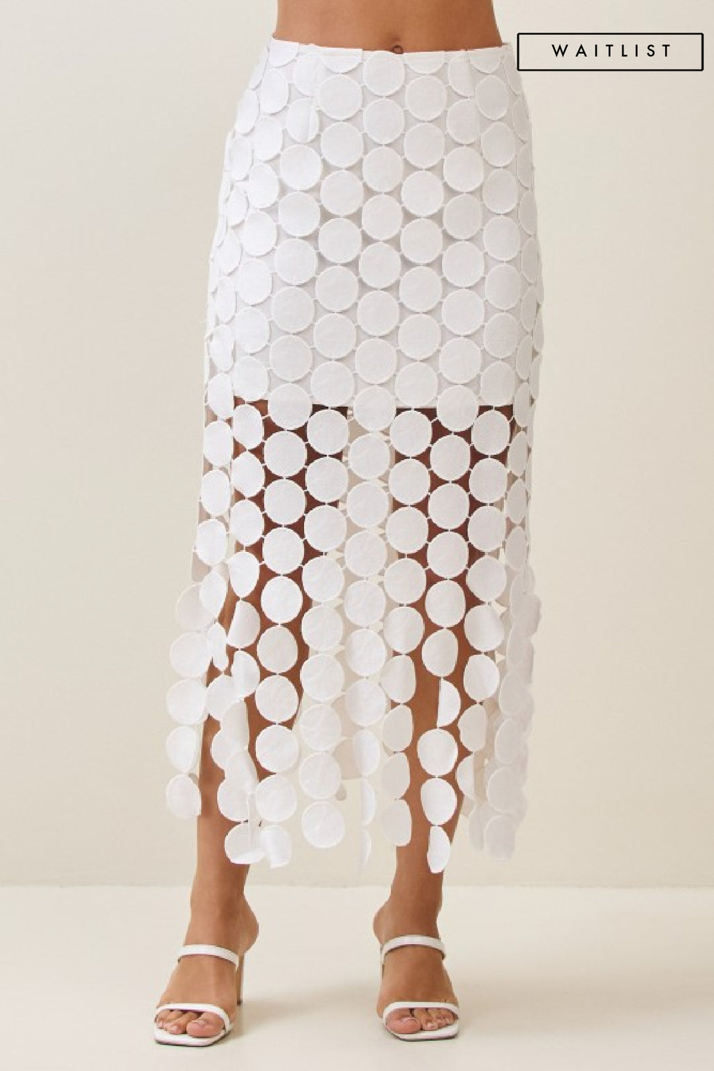 High Waist Circle Crochet Midi Skirt Ivory