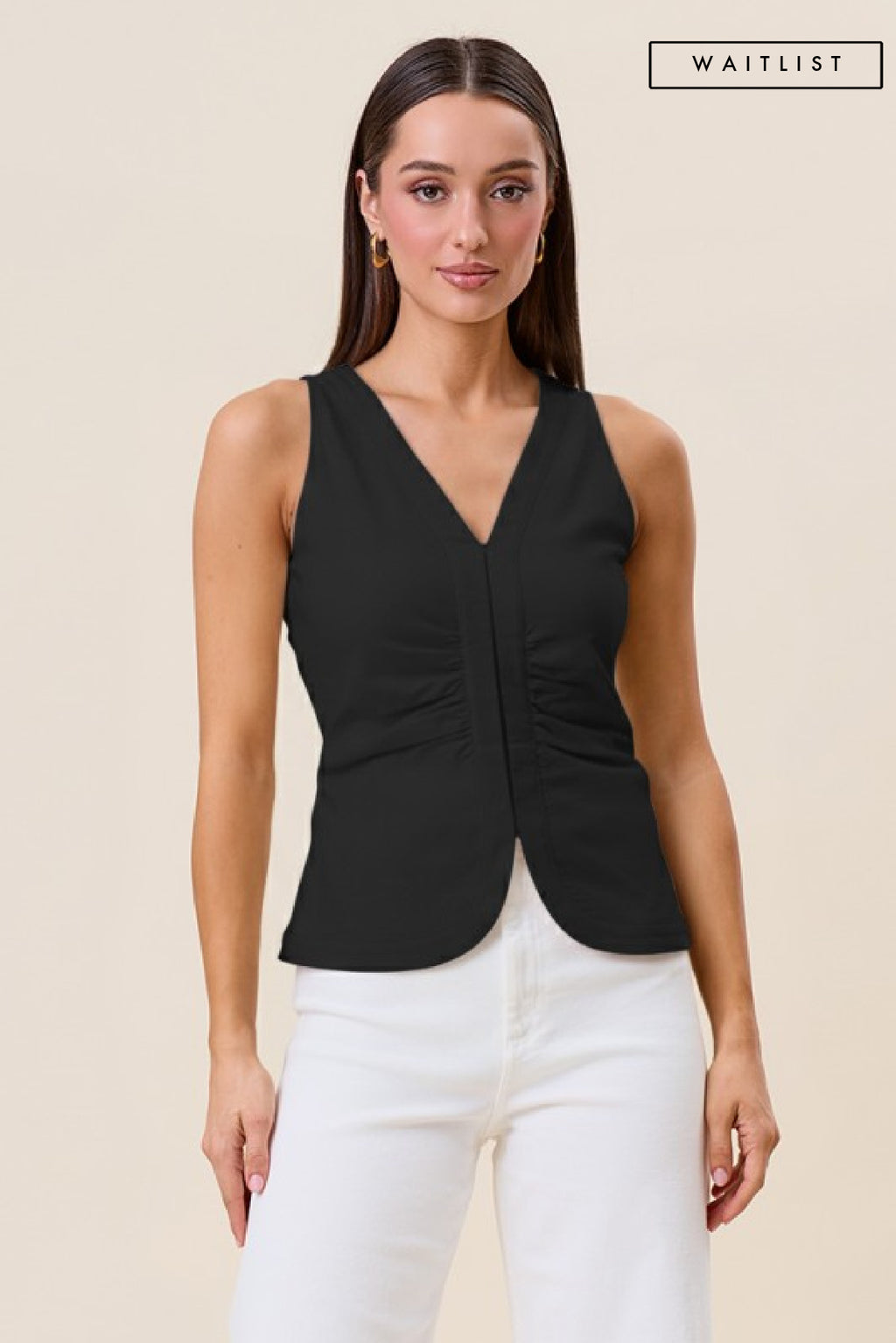 Sleeveless Shirred Top Black
