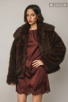 Long Sleeve Faux Fur Jacket Brown