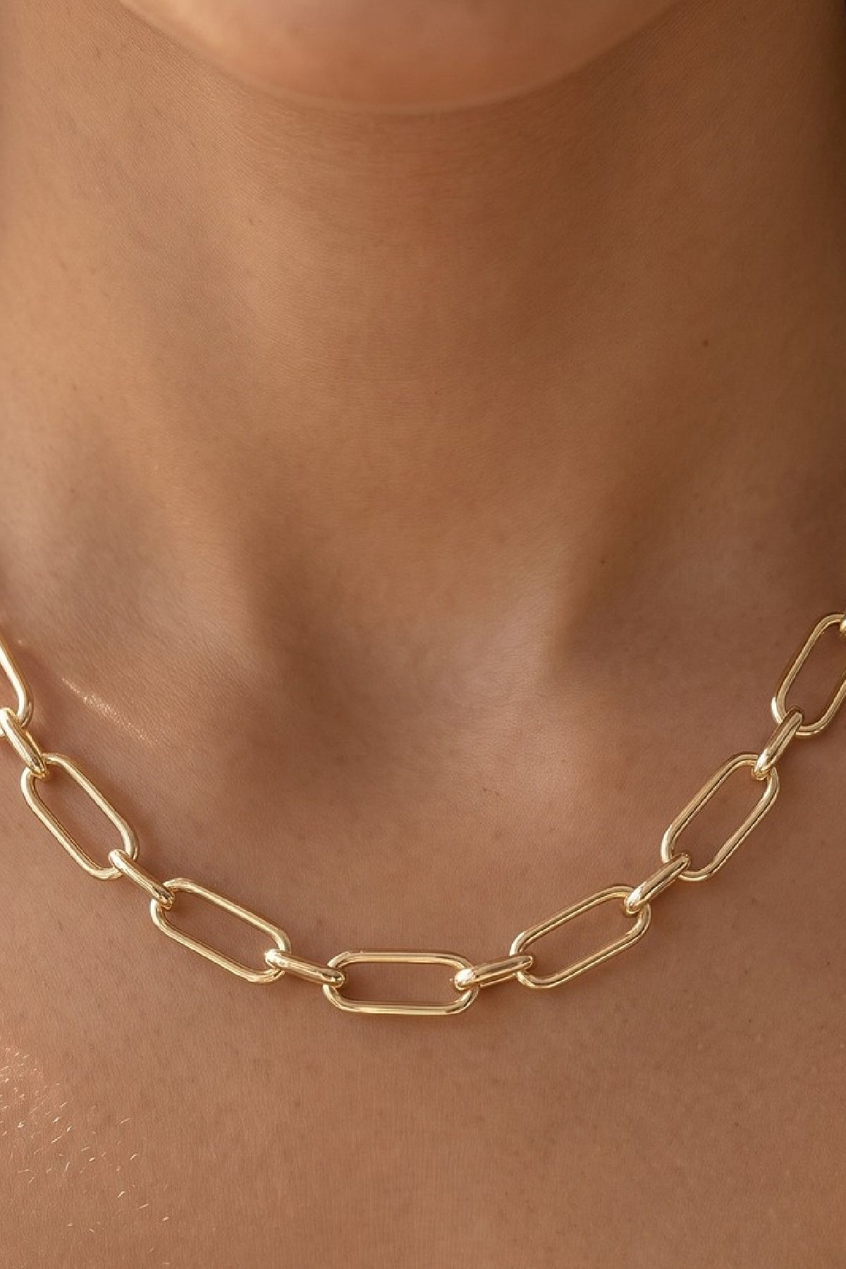 Gold Dipped Paperclip Link Chain Necklace Gold