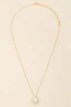 Delicate Chain Faceted Crystal Clover Pendant Necklace Gold